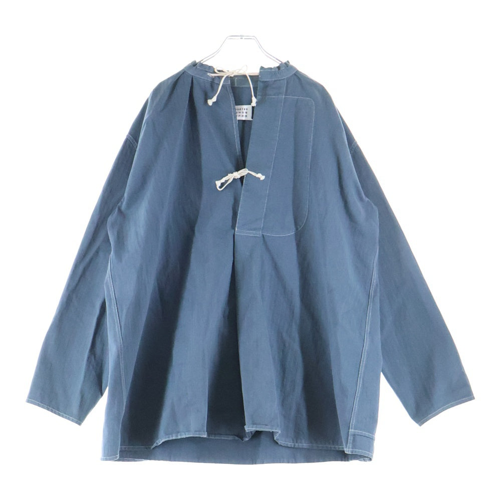 Maison Margiela(メゾンマルジェラ) Tie Front Herringbone Shirt S50DL0459 タイフロント ヘリンボーン 長袖シャツ ブルー