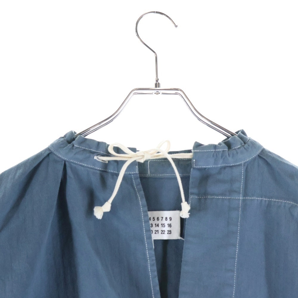 Maison Margiela(メゾンマルジェラ) Tie Front Herringbone Shirt S50DL0459 タイフロント ヘリンボーン 長袖シャツ ブルー