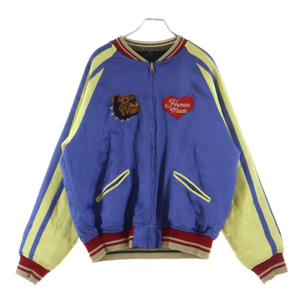 HUMAN MADE(ヒューマンメイド) SOUVENIR JACKET ロゴ刺繍 スーベニアジャケット リバーシブルブルゾン スカジャン ブラック/ブルー HM30JK020