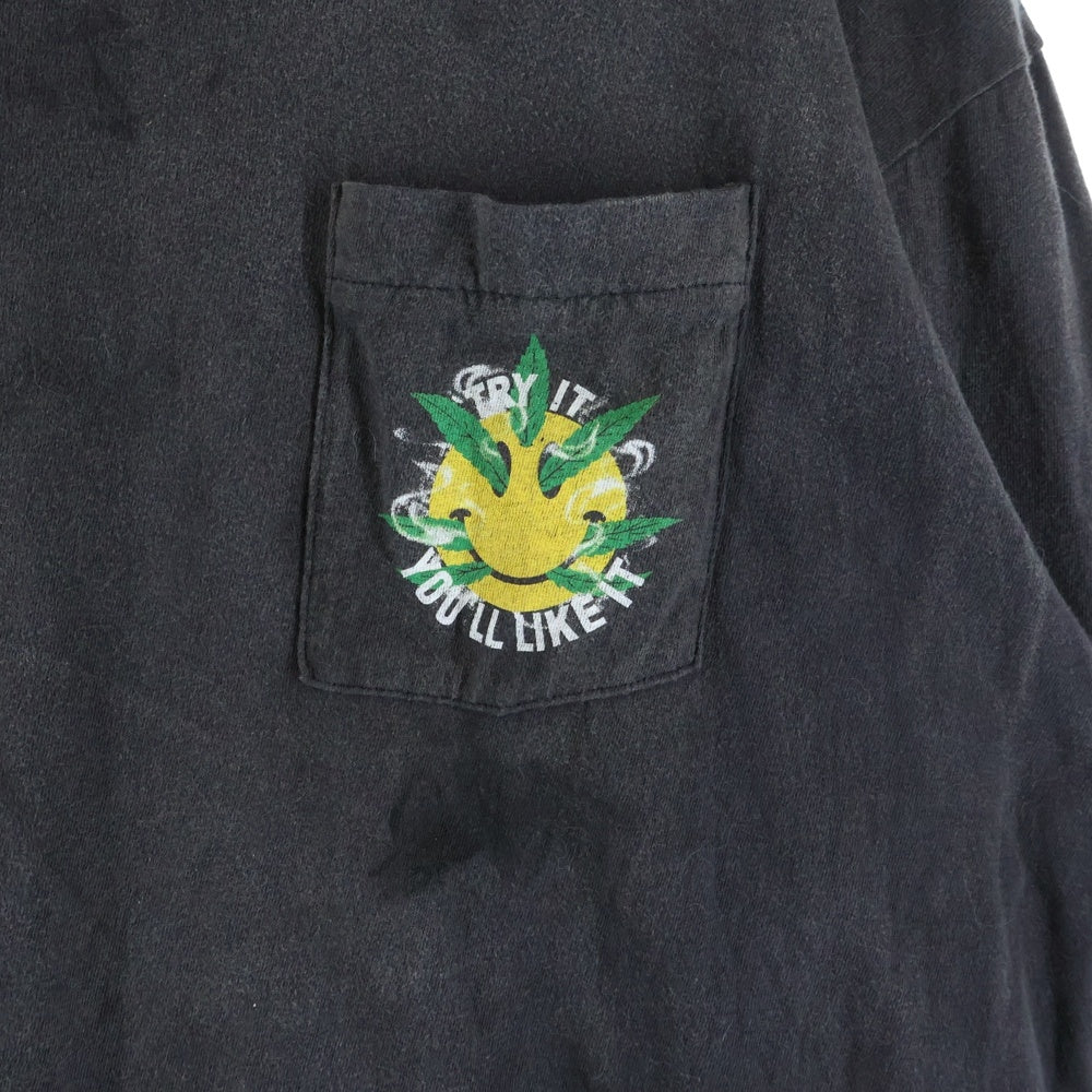 READY MADE(レディメイド) LS T-SHIRT SNAKE ダメージ加工 スネーク 長袖Tシャツ ロンT グレー RE-CO-BK-00-00-282