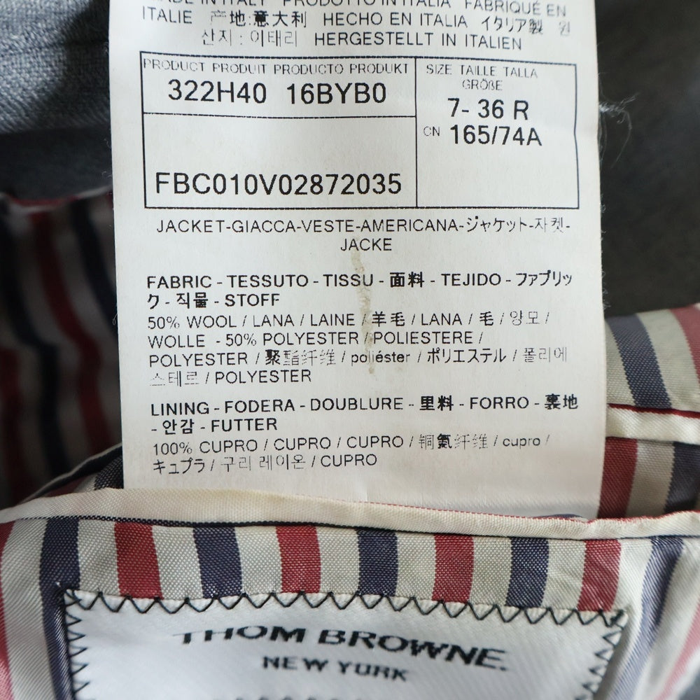 THOM BROWNE(トムブラウン) Wool Hi Armhole Tailored Jacket 3B テーラードジャケット グレー レディース FBC010V02872035