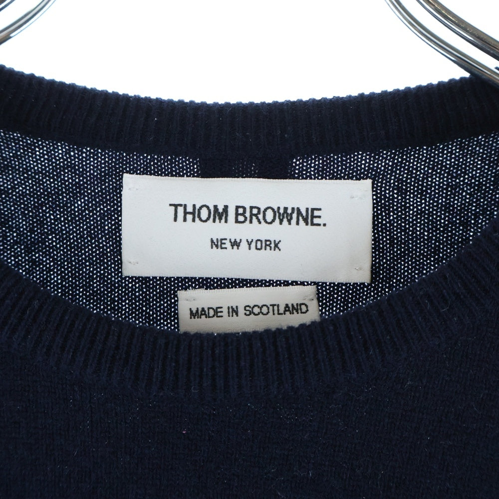 THOM BROWNE(トムブラウン) 4Bar Cashmere Knit Sweater カシミヤ クルーネックニットセーター レディース ネイビー FKA001A00011