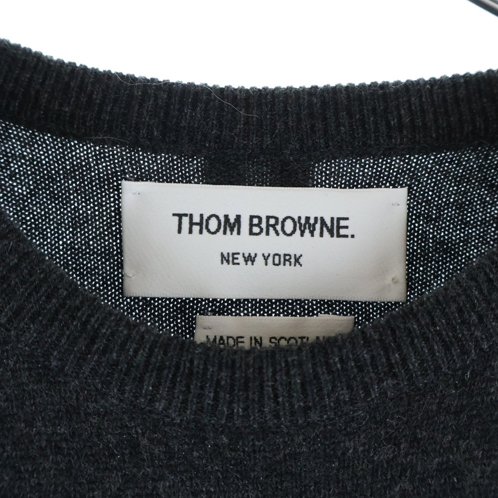 THOM BROWNE(トムブラウン) 4Bar Cashmere Knit Sweater カシミヤ クルーネックニットセーター レディース グレー FKA001A00011