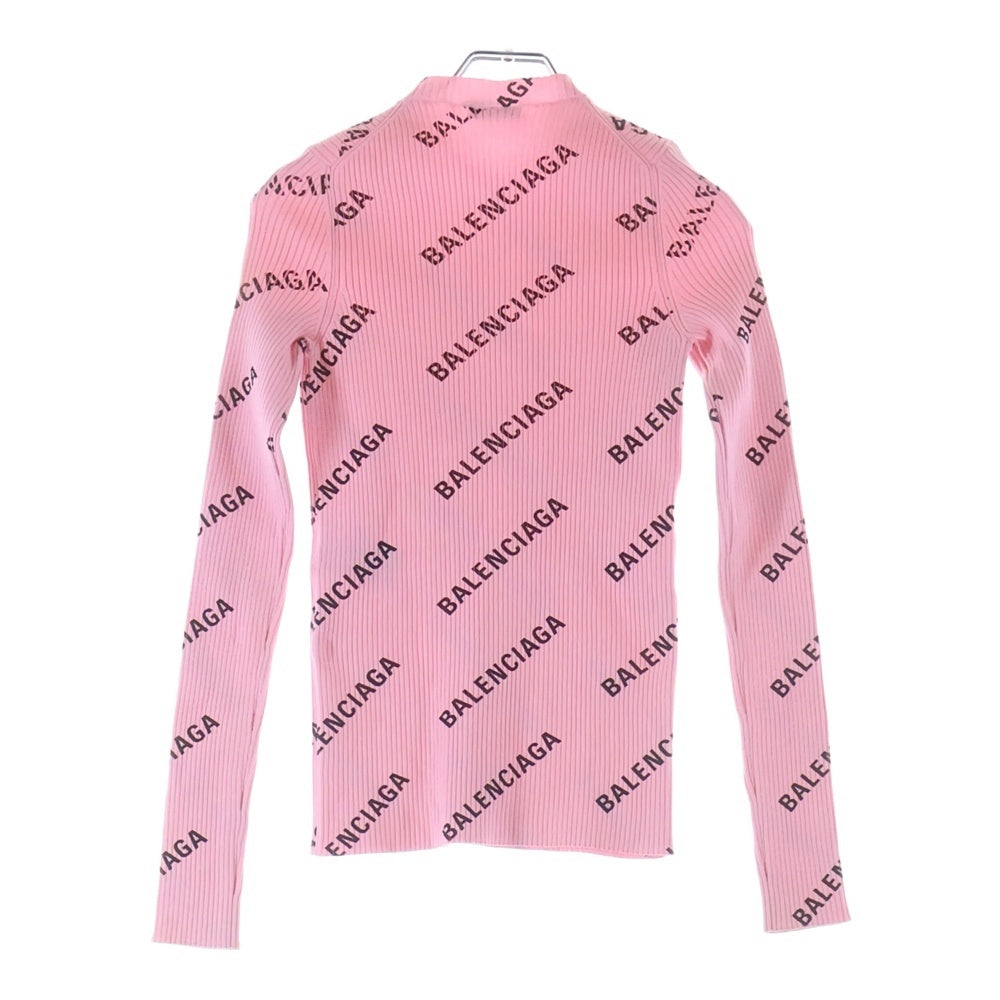 BALENCIAGA(バレンシアガ) Logo Intarsia Crewneck Sweater ロゴプリント クルーネックニットトレーナー ピンク レディース 570844 T6140