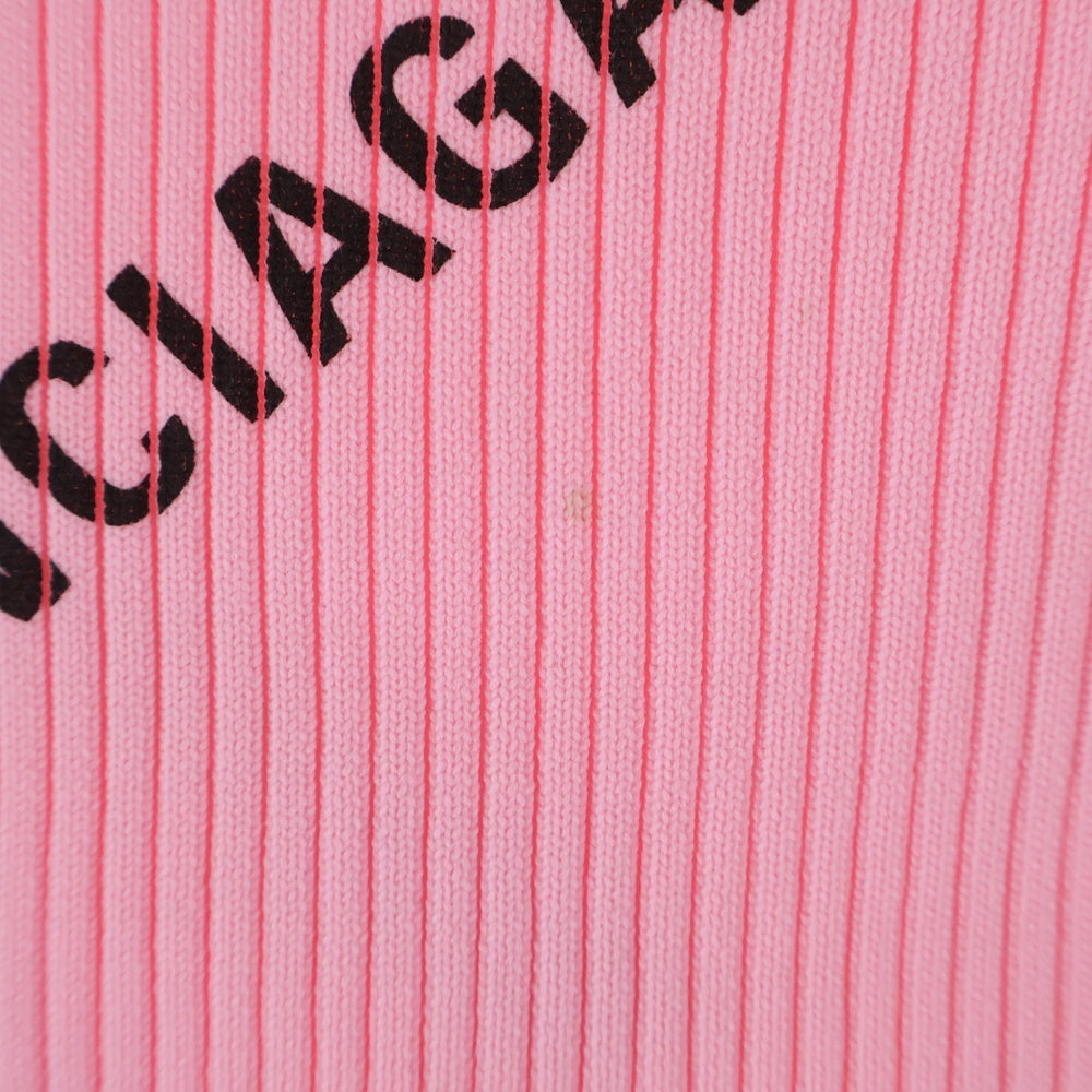 BALENCIAGA(バレンシアガ) Logo Intarsia Crewneck Sweater ロゴプリント クルーネックニットトレーナー ピンク レディース 570844 T6140