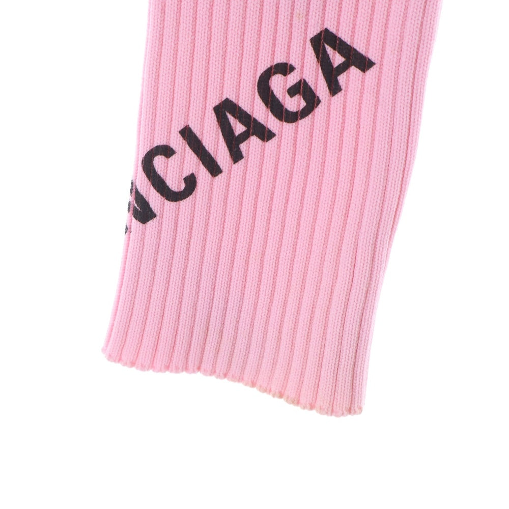BALENCIAGA(バレンシアガ) Logo Intarsia Crewneck Sweater ロゴプリント クルーネックニットトレーナー ピンク レディース 570844 T6140