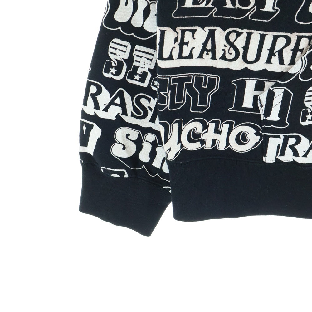 SUPREME(シュプリーム) 17AW ×HYSTERIC GLAMOUR Text Hoodie ヒステリックグラマー テキスト 総柄 プルオーバースウェットパーカー フーディー ブラック