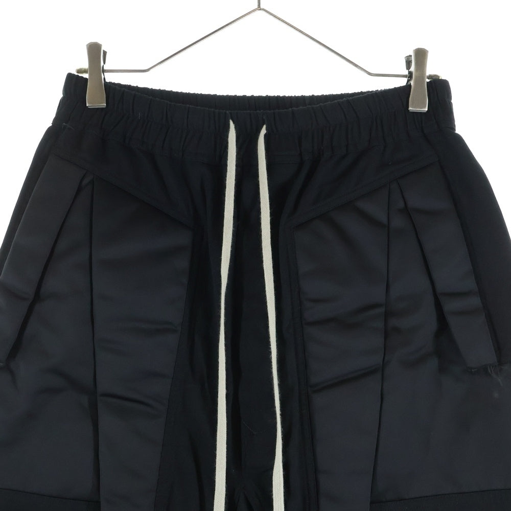 Rick Owens(リックオウエンス) 22SS Drawstring Cropped Pants ナイロン切替 ドローストリング クロップドパンツ ブラック RU01B1381-DLNBRX