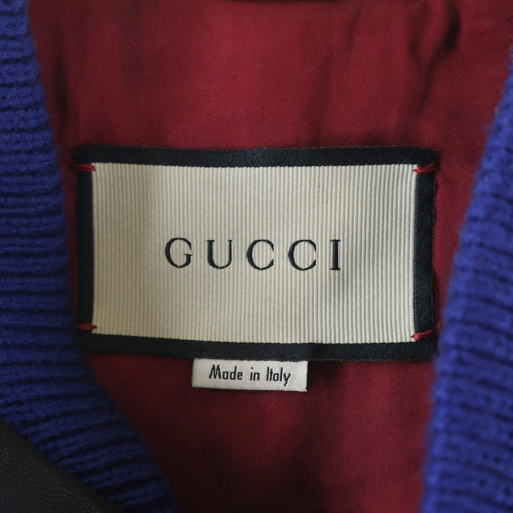 GUCCI(グッチ) Leather Stadium Jacket レザースタジアムジャケット スタジャン ブラック 526807 XG677