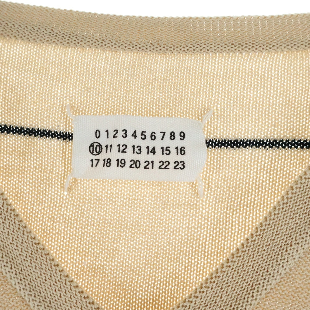 Maison Margiela(メゾンマルジェラ) ミスディアナ期 Vネックボーダー ニットセーター ベージュ
