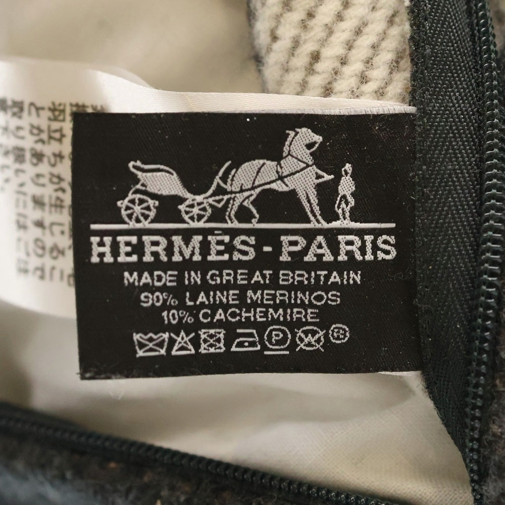 HERMES(エルメス) アヴァロン GM カシミヤ混 ウールクッション ブラック/ホワイト