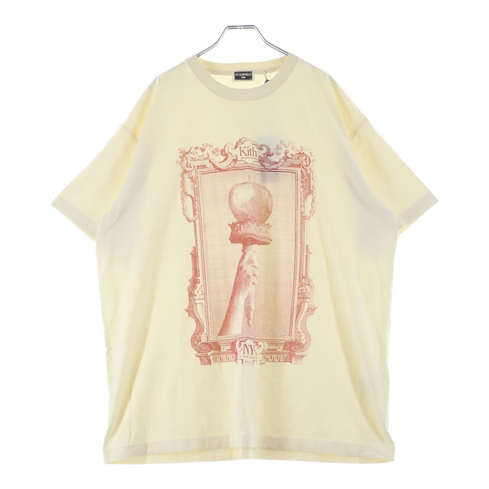 KITH(キス) NY To The World Liberty Apple Flame Vintage Tee 半袖Tシャツ アイボリー