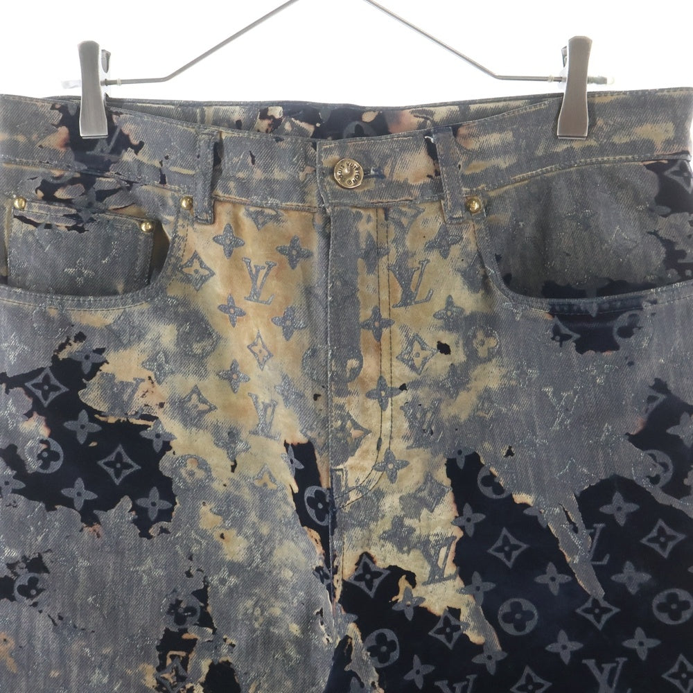 LOUIS VUITTON(ルイヴィトン) 24SS モノグラム ブリーチ ベロア デニムパンツ RM241M FRV HQD02W ネイビー