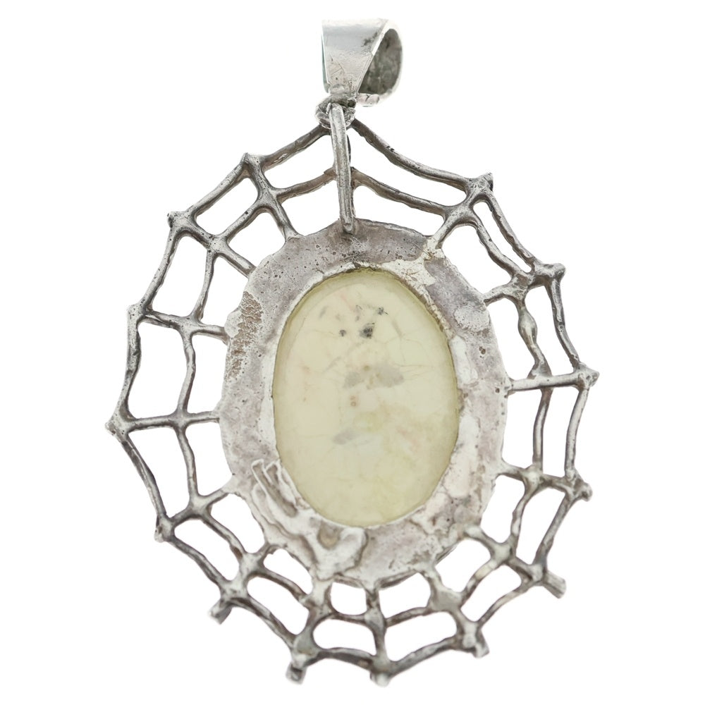MFM(エムエフエム) LARGE OVAL PENDANT NECKLACE ラージ オーバル スパイダー ペンダントトップ ネックレス ホワイト/シルバー