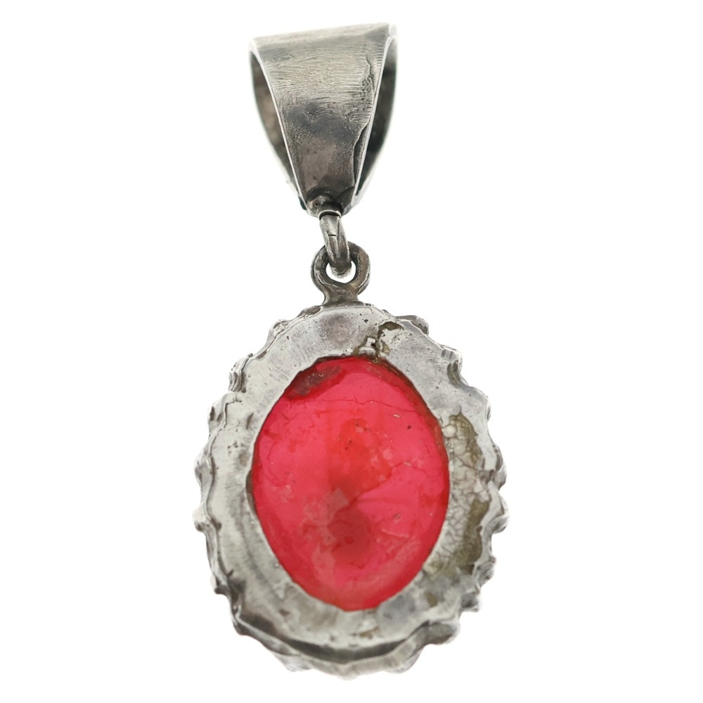 MFM(エムエフエム) OVAL PENDANT NECKLACE オーバル スパイダー ペンダントトップ ネックレス レッド/シルバー