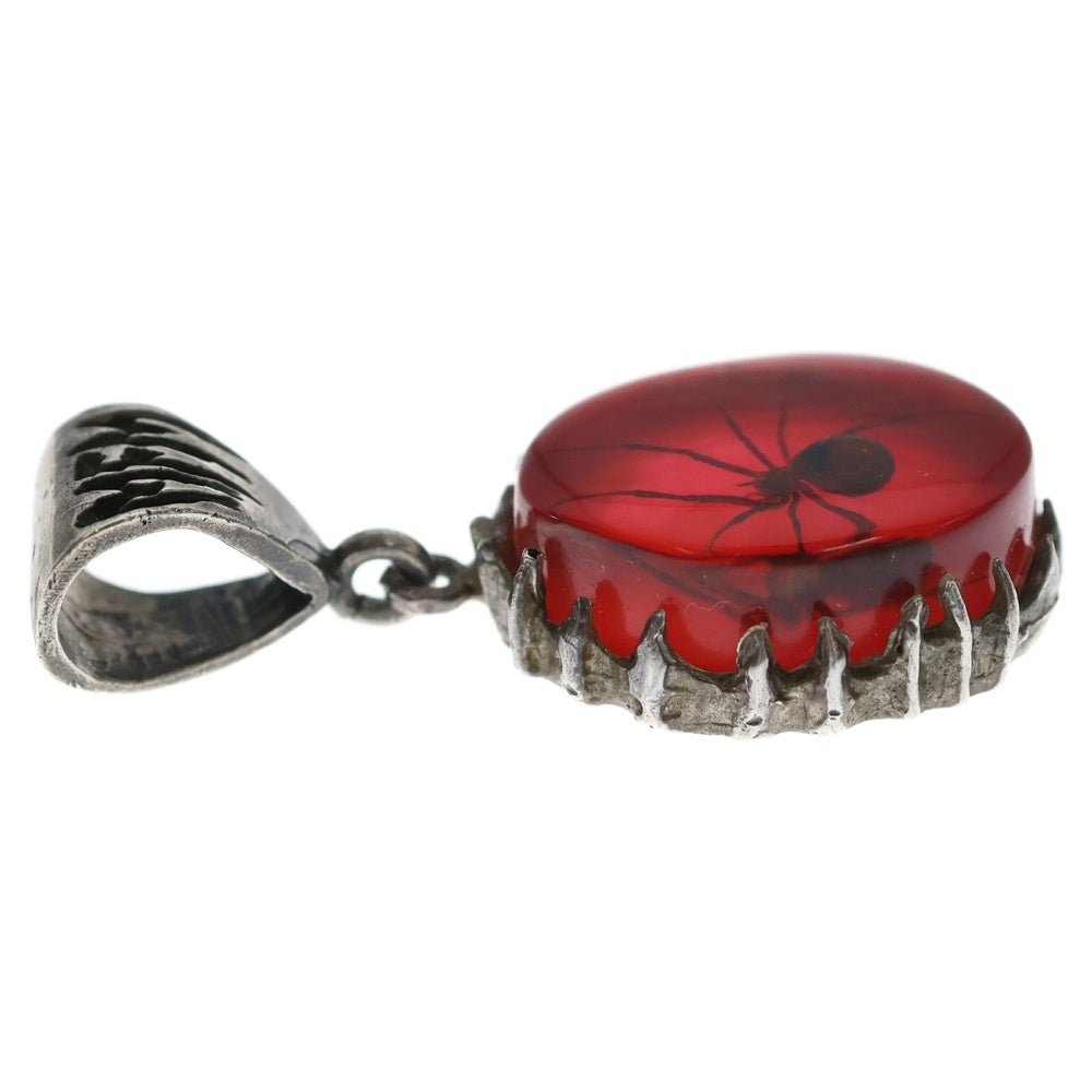 MFM(エムエフエム) OVAL PENDANT NECKLACE オーバル スパイダー ペンダントトップ ネックレス レッド/シルバー