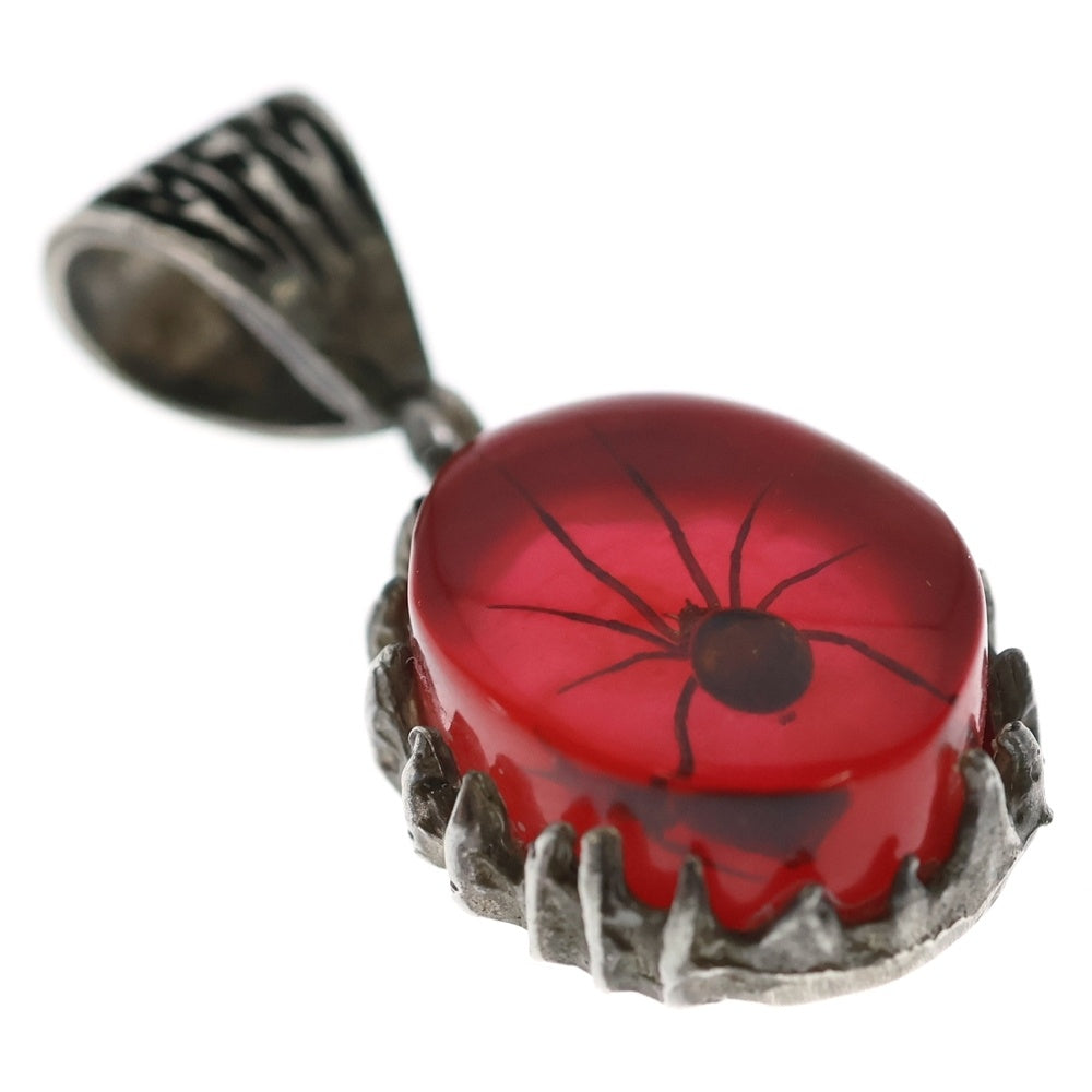 MFM(エムエフエム) OVAL PENDANT NECKLACE オーバル スパイダー ペンダントトップ ネックレス レッド/シルバー