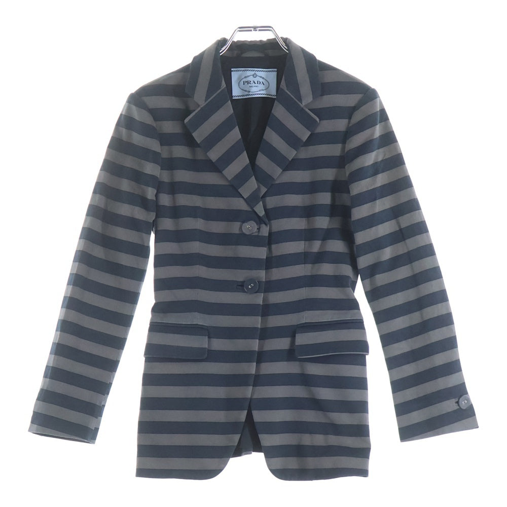 PRADA(プラダ) 2B Tailored Jacket ボーダー テーラードジャケット グレー レディース 0000ET