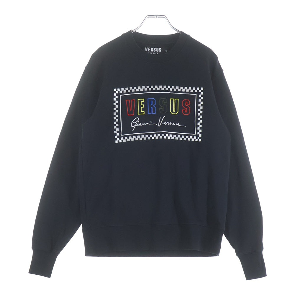 GIANNI VERSACE(ジャンニ ヴェルサーチ) VERSUS Sweatshirt ロゴ刺繍 クルーネックスウェットトレーナー ブラック 368 032 637 949