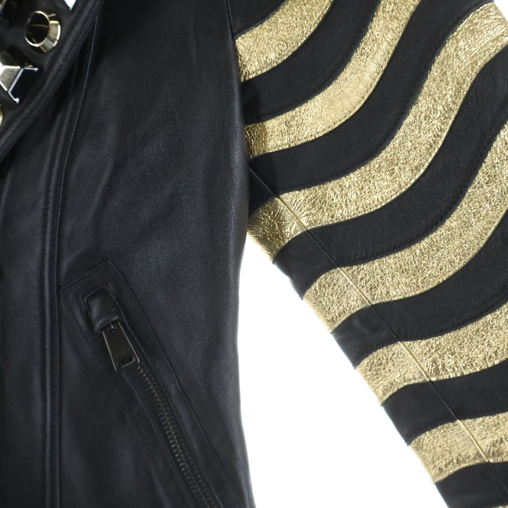 FENDI(フェンディ) Gold Edition Studded Leather Jacket スタッズレザージャケット ブラック FPJ662 S8K