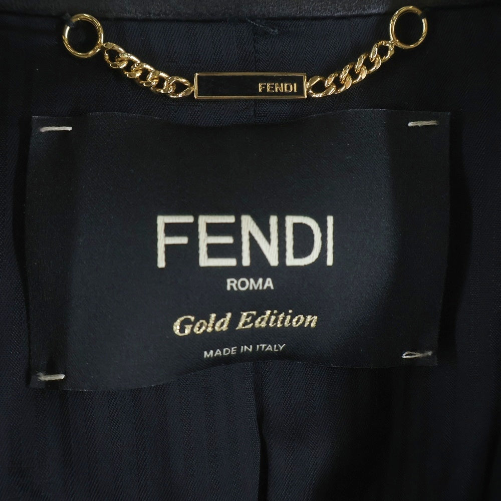 FENDI(フェンディ) Gold Edition Studded Leather Jacket スタッズレザージャケット ブラック FPJ662 S8K