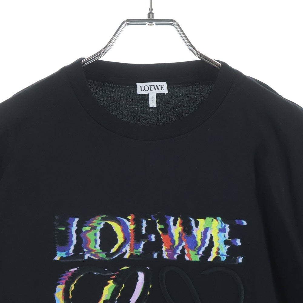 LOEWE(ロエベ) グリッチ アナグラムロゴ刺繍 半袖Tシャツ ブラック H526Y22J61