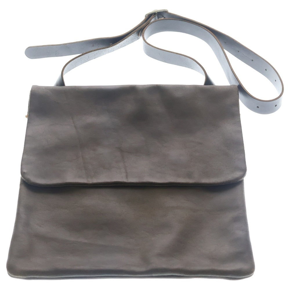 Maison Margiela(メゾンマルジェラ) クラック加工 レザーフラップバッグ ショルダーバッグ ブラック