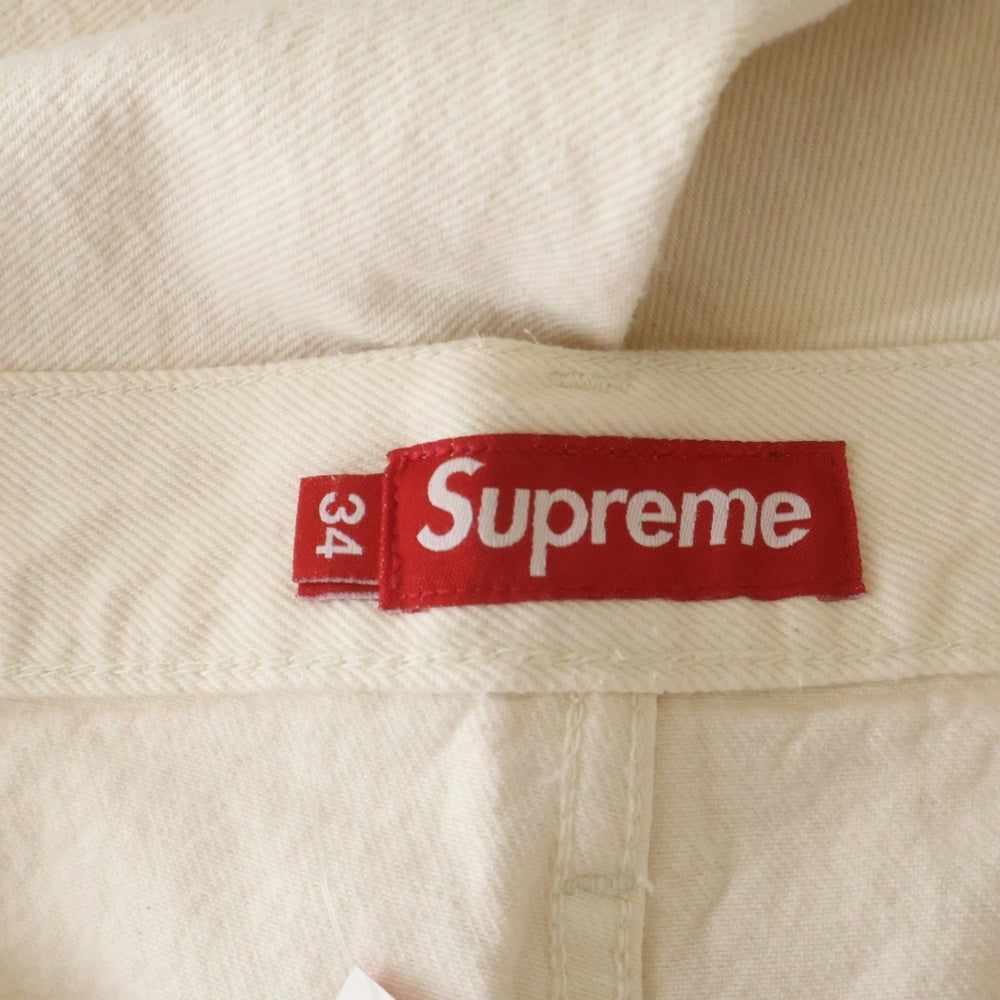 SUPREME(シュプリーム) 24SS Baggy Jean Natural ロゴ刺繍 バギージーンズ ナチュラル アイボリー