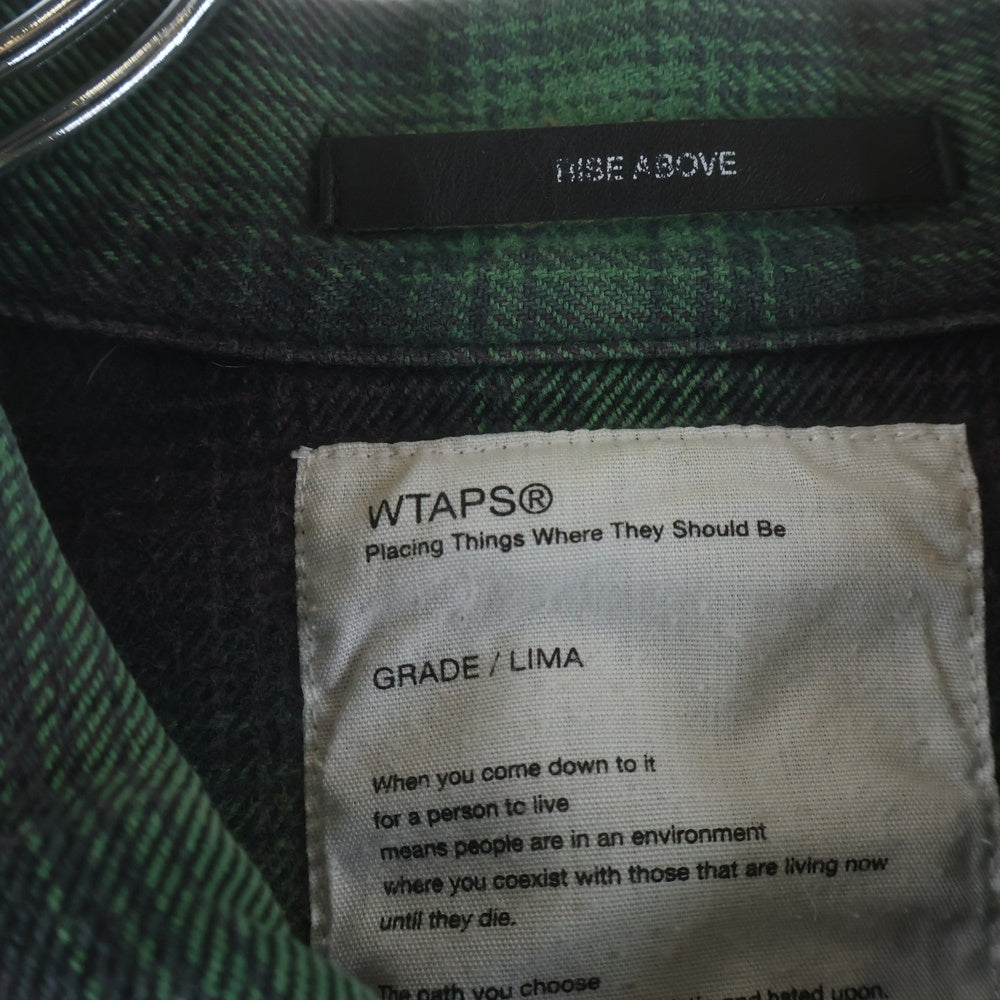 WTAPS(ダブルタップス) 09AW VATOS L/S/ 092GWDT-SHM01 バトス ロングスリーブ 長袖チェックシャツ グリーン