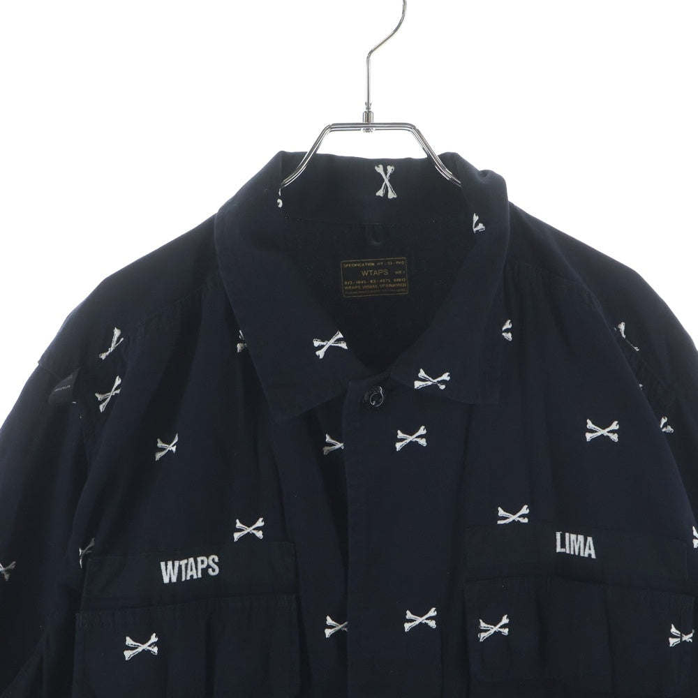 WTAPS(ダブルタップス) 16AW ×VANS VAULT JUNGLE LS 161GWVND-SHM03 ボーン刺繍 ジャングル ミリタリーシャツジャケット ブラック