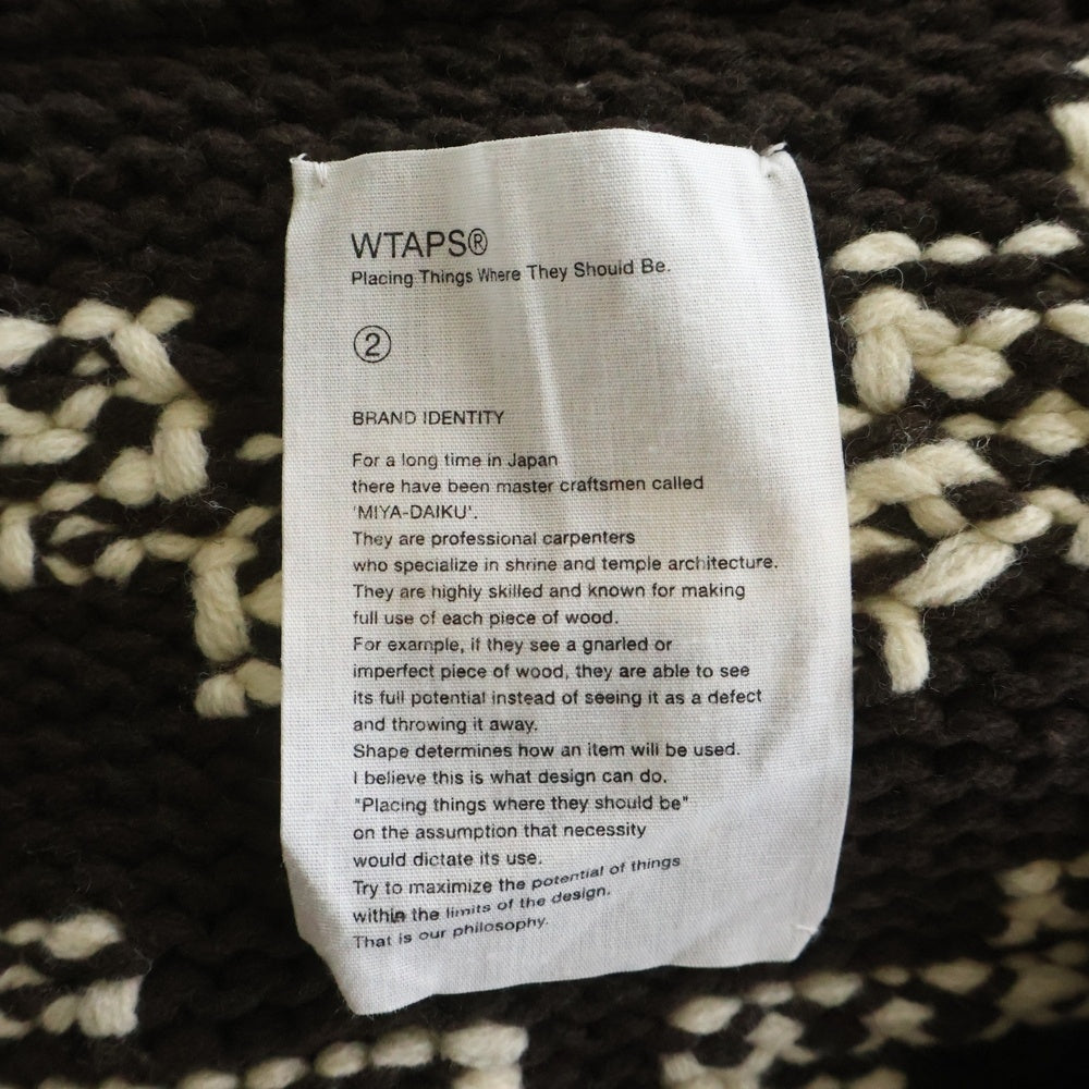 WTAPS(ダブルタップス) 14AW COWICHAN SWEATER 142MADT-KNM04 カウチン ウールジップアップニット セーター ブラウン