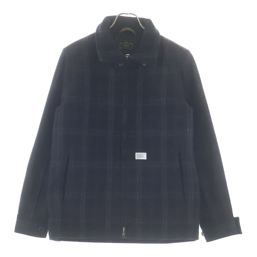 WTAPS(ダブルタップス) 10AW GREASE JACKET WOOL MELTON 102GWDT-JKM03 ウールチェック ジップアップ ブルゾン ブラック