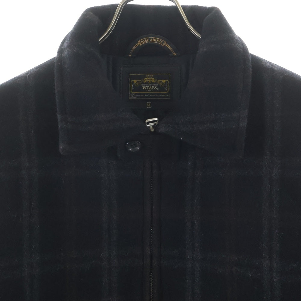 WTAPS(ダブルタップス) 10AW GREASE JACKET WOOL MELTON 102GWDT-JKM03 ウールチェック ジップアップ ブルゾン ブラック
