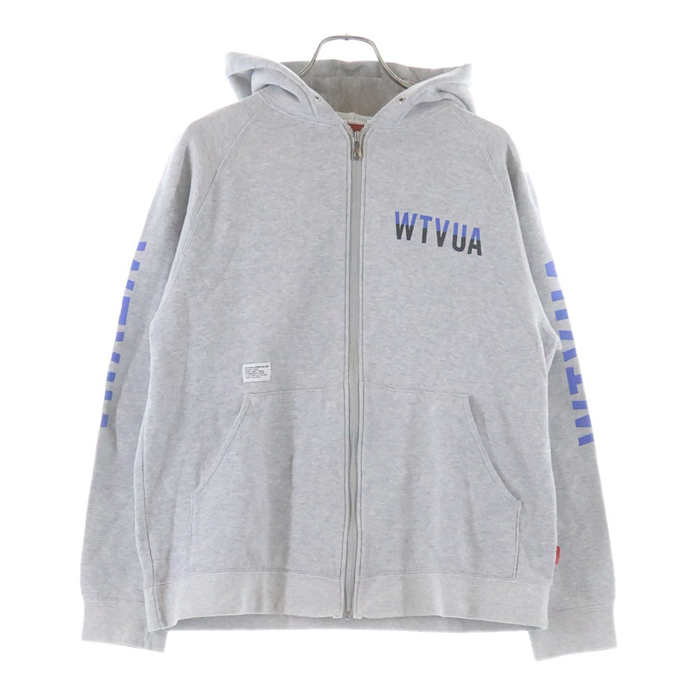 WTAPS(ダブルタップス) WTVUA HOODY フロントプリント スウェット ジップアップパーカー グレー
