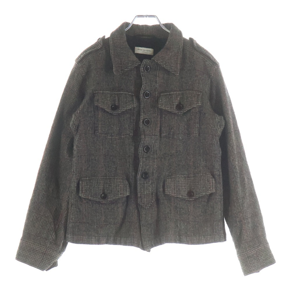 DRIES VAN NOTEN(ドリスヴァンノッテン) チェック長袖シャツジャケット ブラウン
