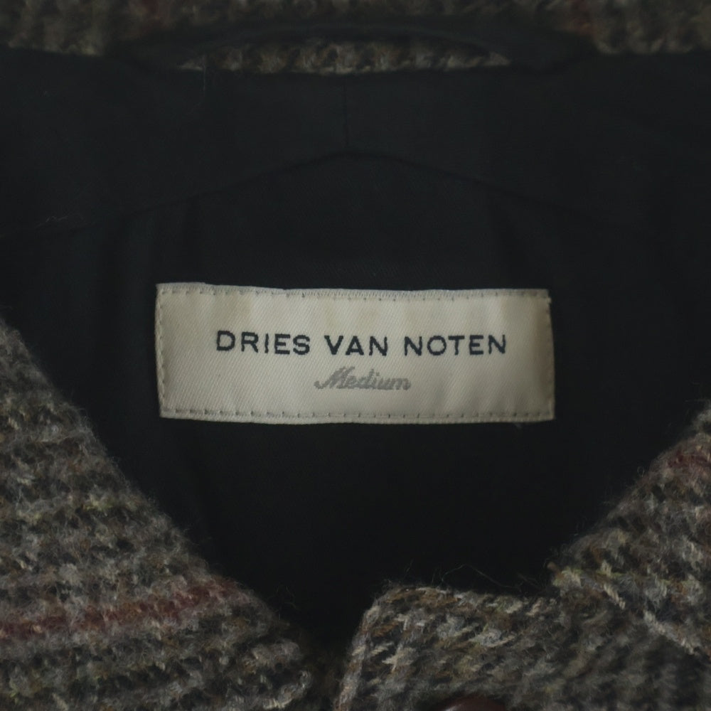DRIES VAN NOTEN(ドリスヴァンノッテン) チェック長袖シャツジャケット ブラウン