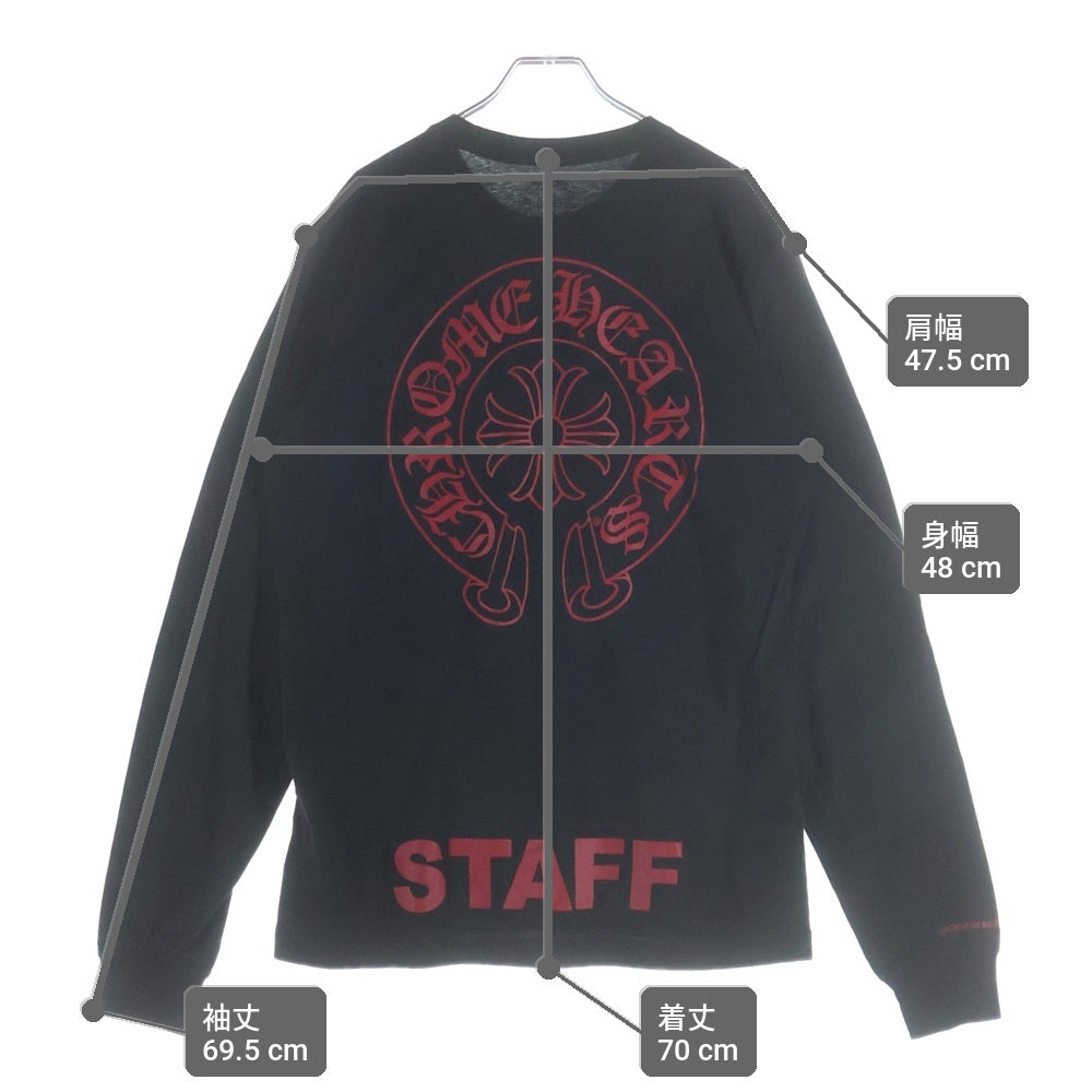 CHROME HEARTS(クロムハーツ) CH L/S T-SHIRT STAFF ホースシュープリント スタッフ 長袖Tシャツ ロンT ブラック/レッド