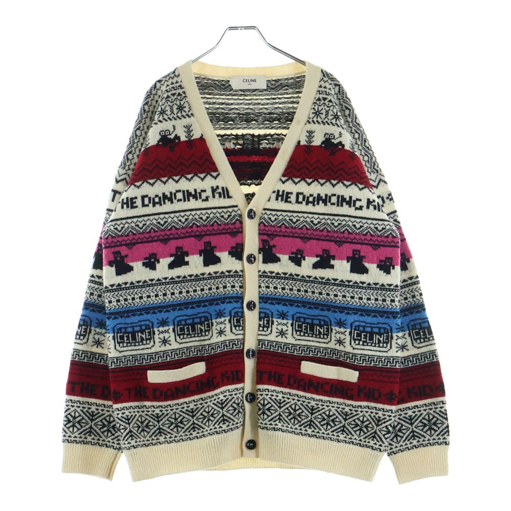 CELINE(セリーヌ) 21SS THE DANCING KID WOOL JACQUARD DOLLS KNIT CARDIGAN ダンシングキッド ウールジャカードドールズニットカーディガン マルチカラー 2A08L715M