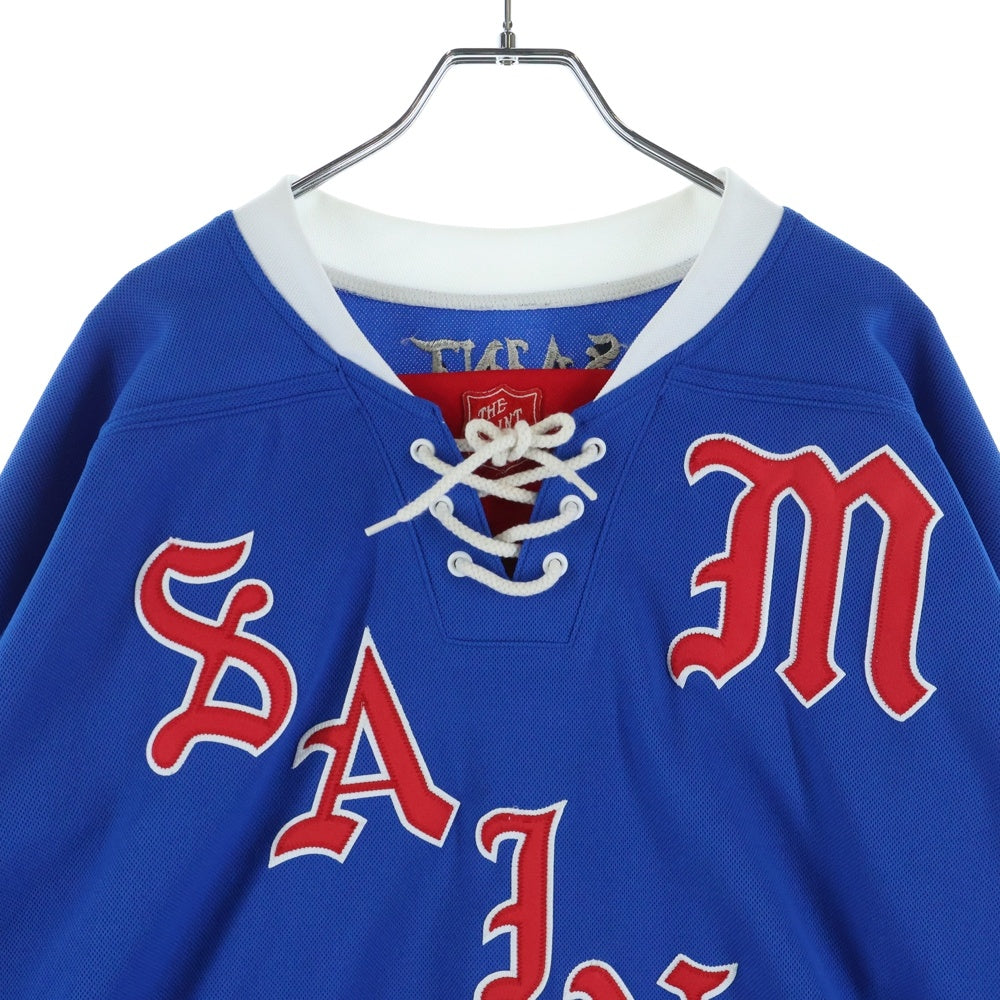 SAINT MICHAEL(セントマイケル) 23SS LS TEE GAMESHIRT ゲームシャツ ロゴ刺繍 長袖Tシャツ ブルー SM-S23-0000-034