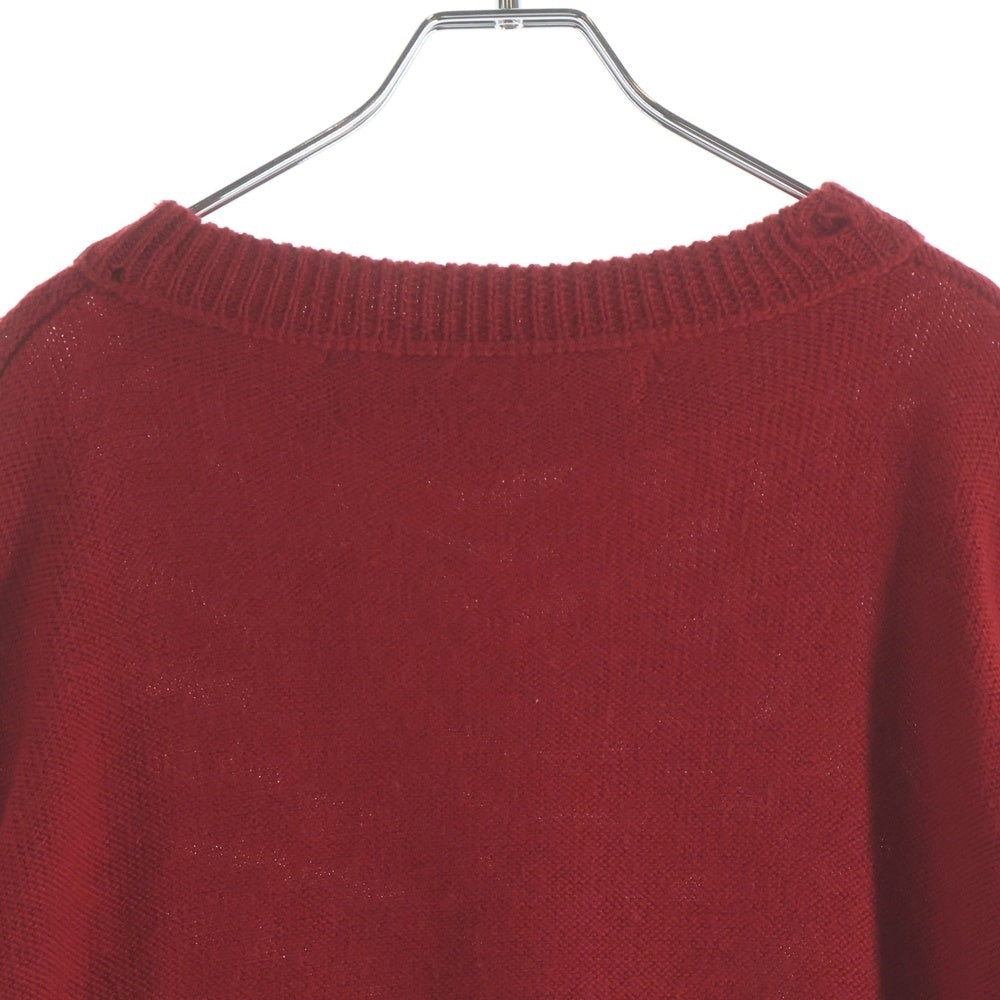 OFF-WHITE(オフホワイト) 19AW Wool Knit Sweater ダメージ加工 クルーネックウールニットセーター レッド OMHE016E19A28002