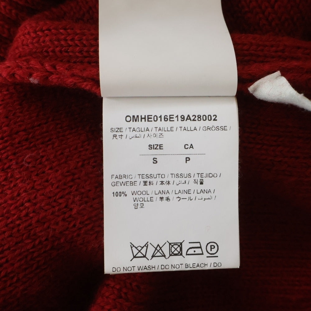 OFF-WHITE(オフホワイト) 19AW Wool Knit Sweater ダメージ加工 クルーネックウールニットセーター レッド OMHE016E19A28002