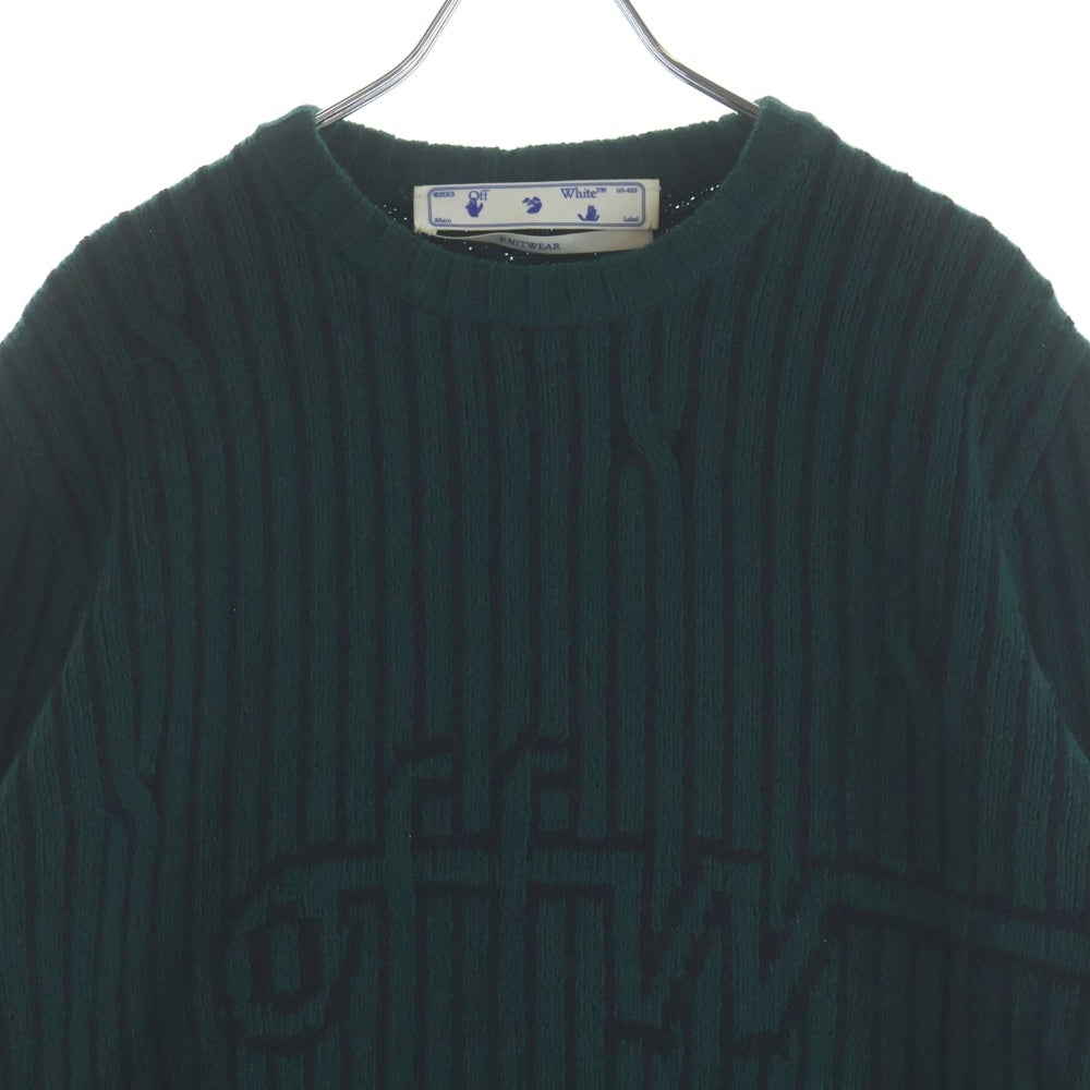 OFF-WHITE(オフホワイト) 20AW Cable Knit Sweater クルーネック ケーブルニットセーター グリーン OMHE043E20KNI001