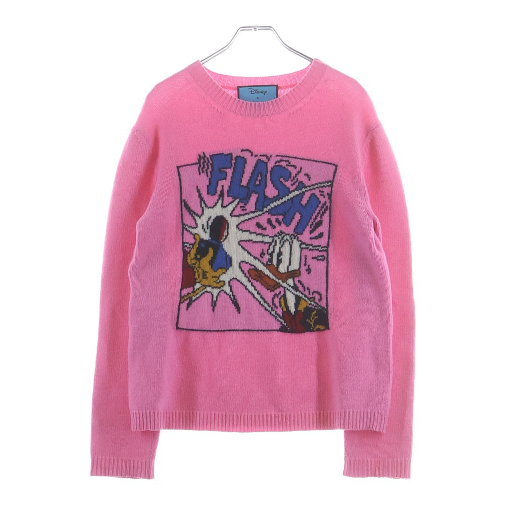 GUCCI(グッチ) ×Disney Donald Duck Sweater ディズニー ドナルドダックプリント クルーネックニットセーター ピンク 652620 XKBSI