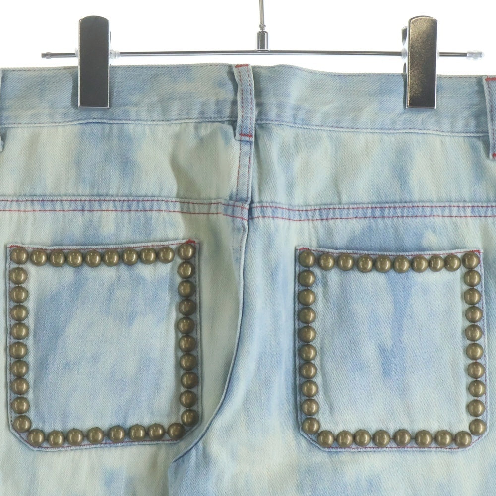 GUCCI(グッチ) Studded Denim Pants 花柄 ロゴ刺繍 スタッズフレアデニムパンツ インディゴ 471923 XR548