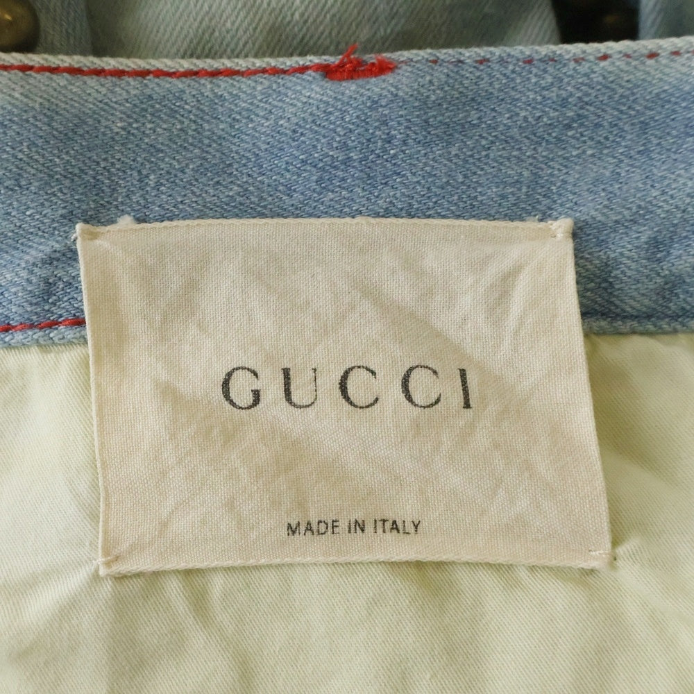 GUCCI(グッチ) Studded Denim Pants 花柄 ロゴ刺繍 スタッズフレアデニムパンツ インディゴ 471923 XR548