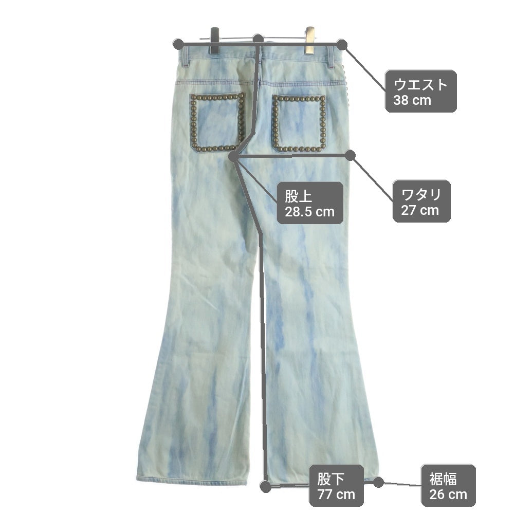 GUCCI(グッチ) Studded Denim Pants 花柄 ロゴ刺繍 スタッズフレアデニムパンツ インディゴ 471923 XR548