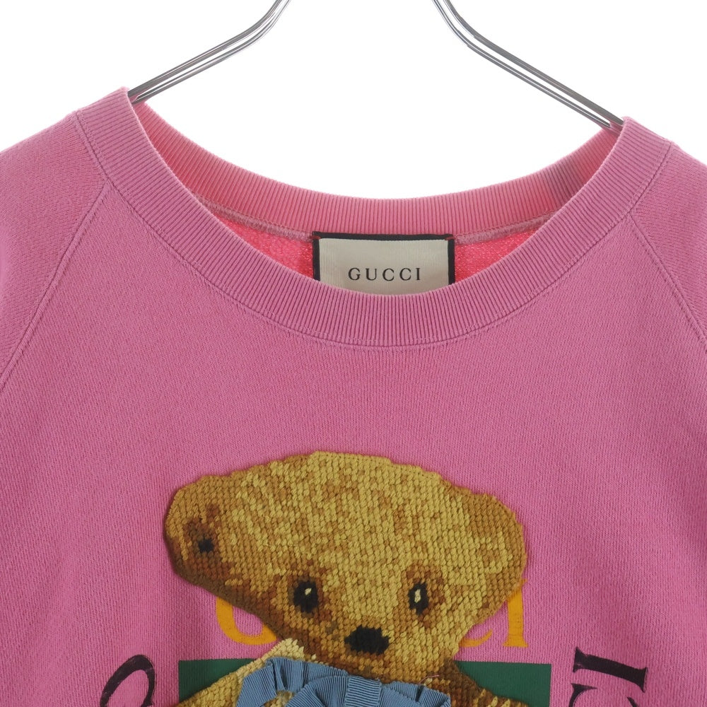 GUCCI(グッチ) Teddy Bear Sweatshirt テディベア クルーネックスウェットトレーナー ピンク 489677 X9N17