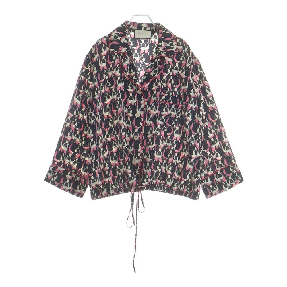 GUCCI(グッチ) Silk Bulldog Shirt ブルドッグ シルク長袖シャツ ブラック 516566 ZLXI8