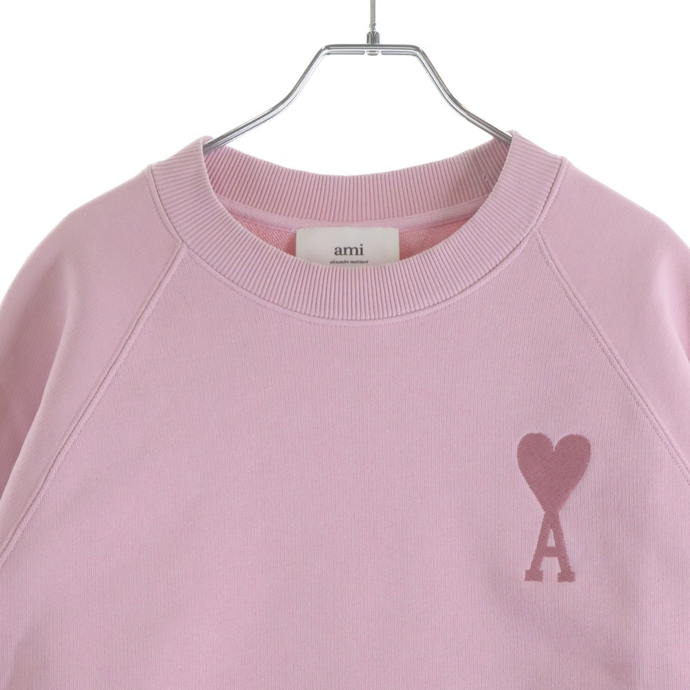AMI Alexandre Mattiussi アミアレクサンドルマテュッシ Sweatshirt ハートロゴ刺繍 クルーネックスウェットトレーナー ピンク E22USW002.747 AMI Alexandre Mattiussi(アミアレクサンドルマテュッシ) Sweatshirt