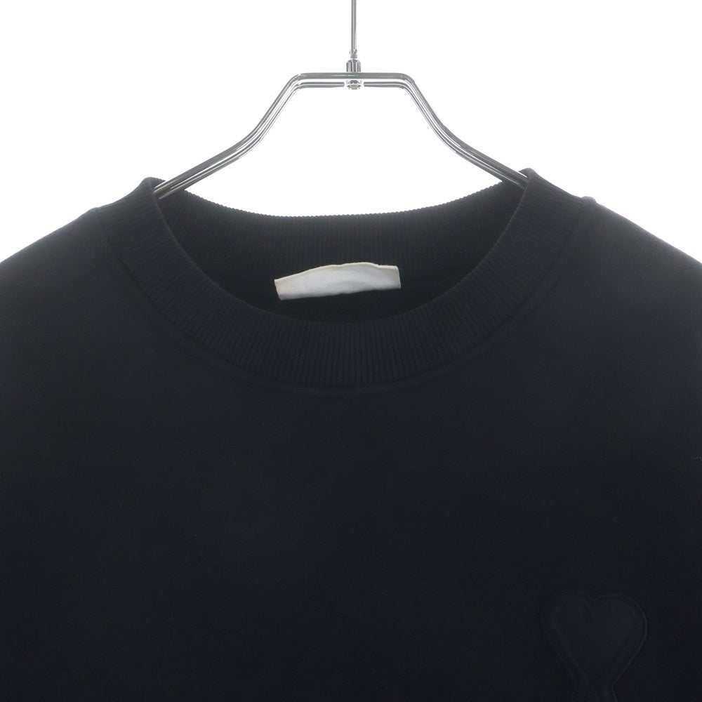 AMI Alexandre Mattiussi(アミアレクサンドルマテュッシ) Sweatshirt ハートロゴ刺繍 クルーネックスウェットトレーナー ブラック H21HJ047.749